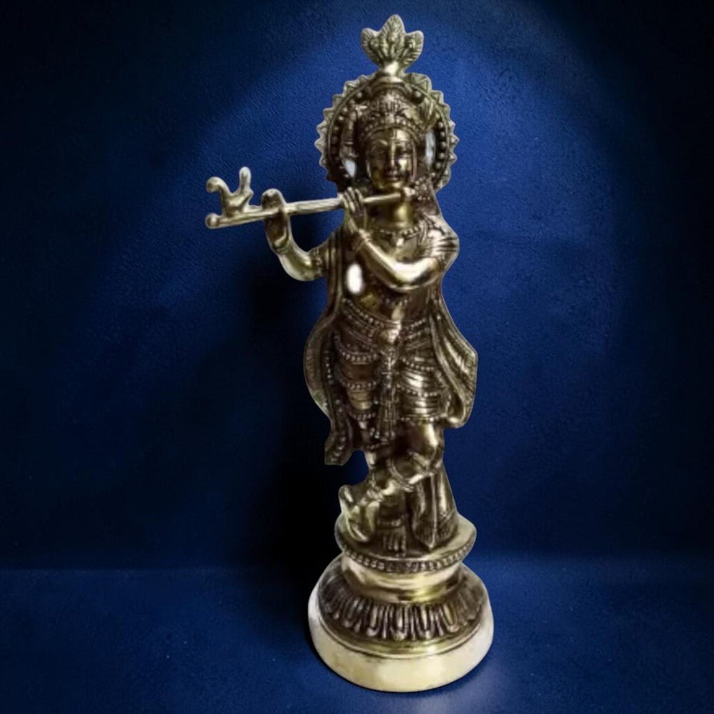 Brass Black antique Krishna Decorative Showpiece - 51 cm (Brass, Black) - Royalstuffs.com