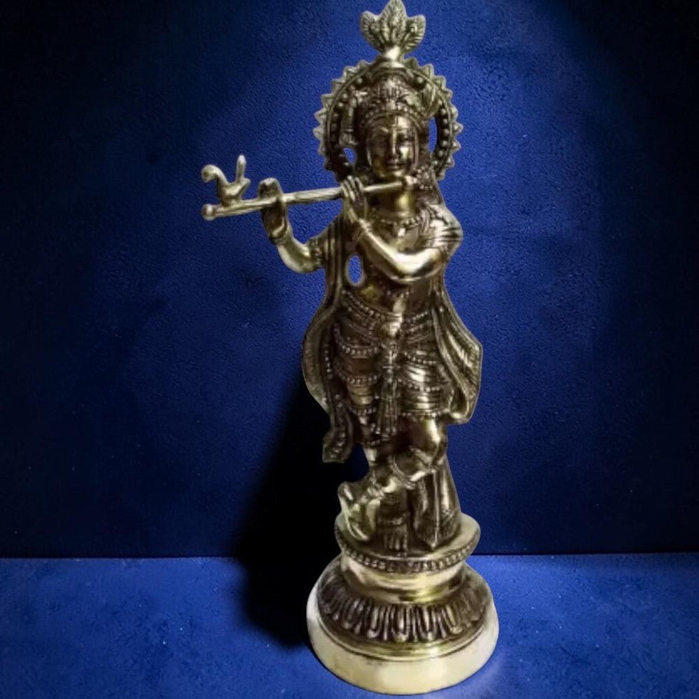 Brass Black antique Krishna Decorative Showpiece - 51 cm (Brass, Black) - Royalstuffs.com
