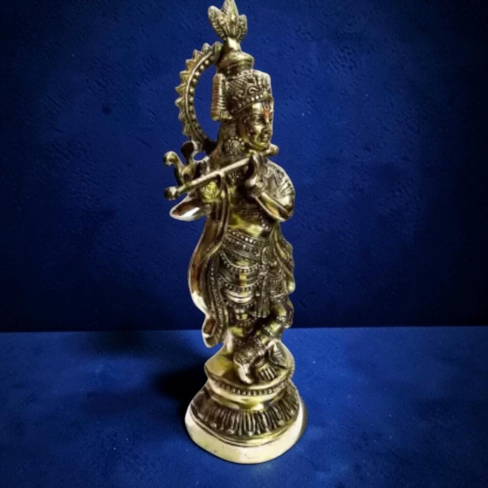 Brass Black antique Krishna Decorative Showpiece - 51 cm (Brass, Black) - Royalstuffs.com