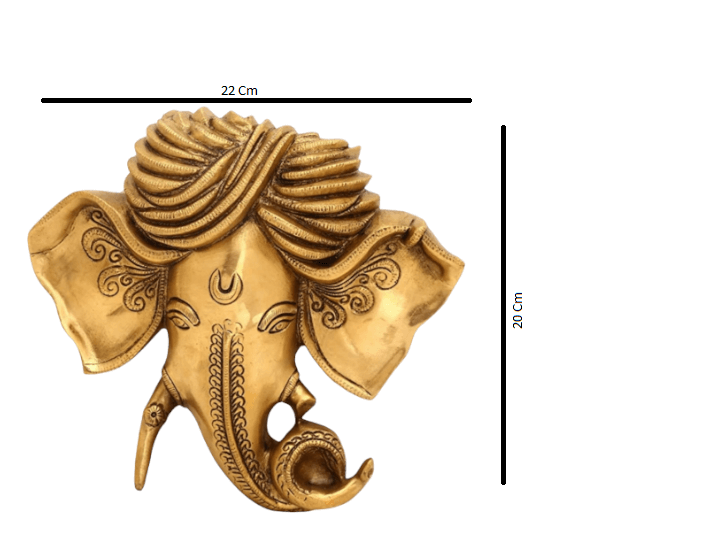 Brass Crafted Hindu God Ganesha Mask Wall Hanging - Royalstuffs.com