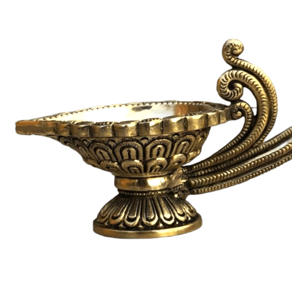 Brass Diya aarti for Pooja Worship Prayer, Oil Diya 1 kg - Royalstuffs.com