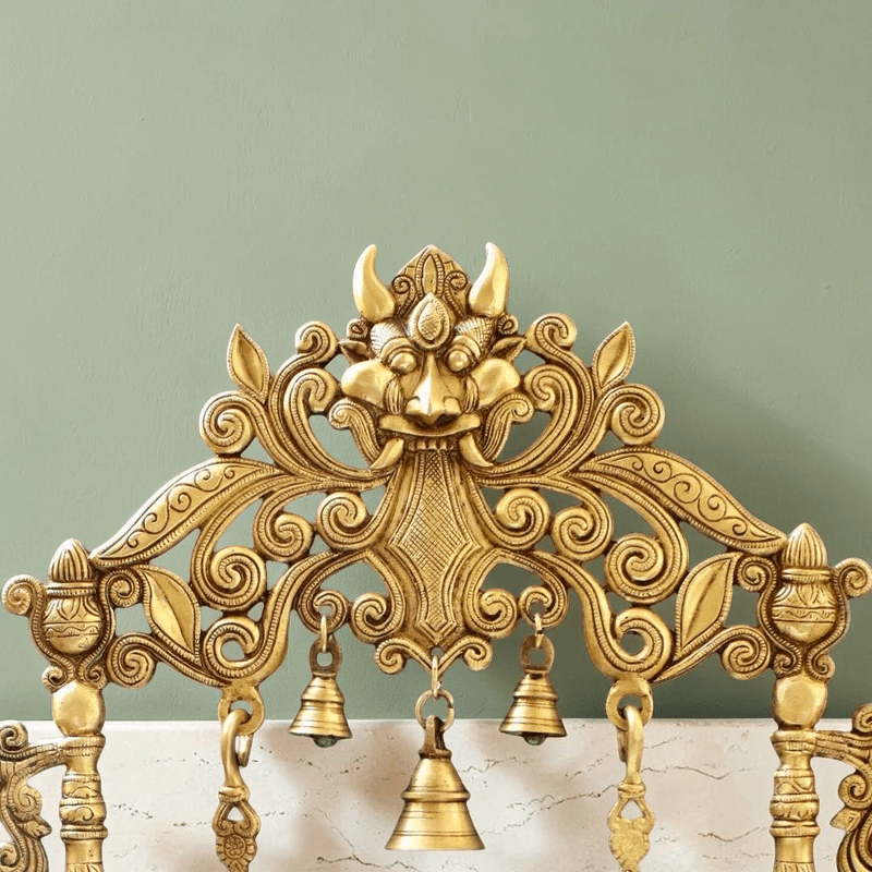 Brass Ganesha Idol Murti Sitting on Jhula for Worship Temple Home, 66 cm HEIGHT - Royalstuffs.com