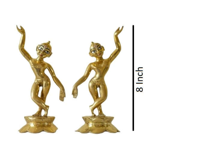 Brass Gaura Nitai Deities 8" One Hand Up and one Down; Lotus Base,Weight:2500 Gram - Royalstuffs.com