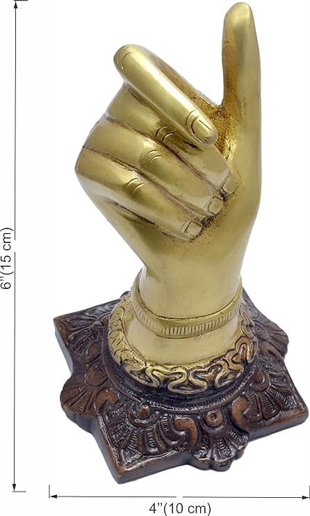 Brass Hand Shape Decorative Showpiece With Pen Holder - 16 cm (Brass, Gold) - Royalstuffs.com
