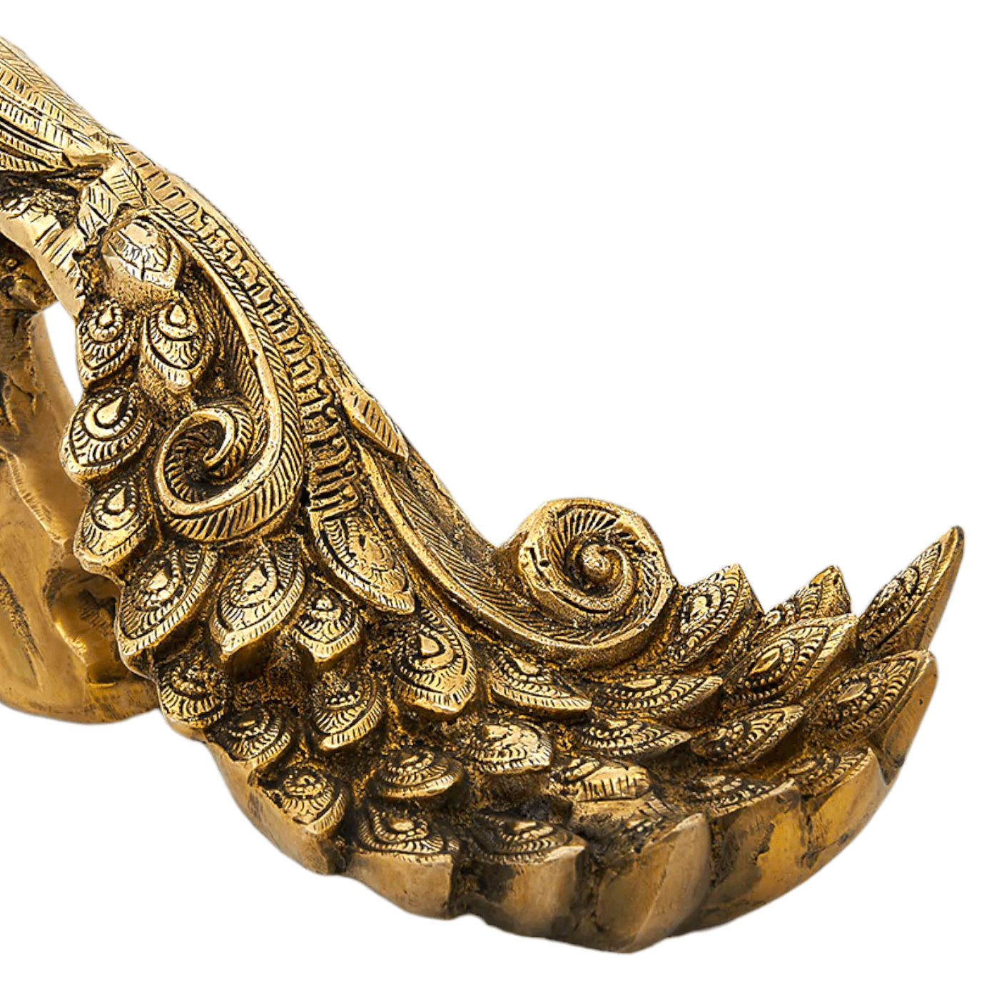 Brass Peacock Figurine Showpiece | Golden Peacock Mayur 17 cm (Brass, Gold) - Royalstuffs.com