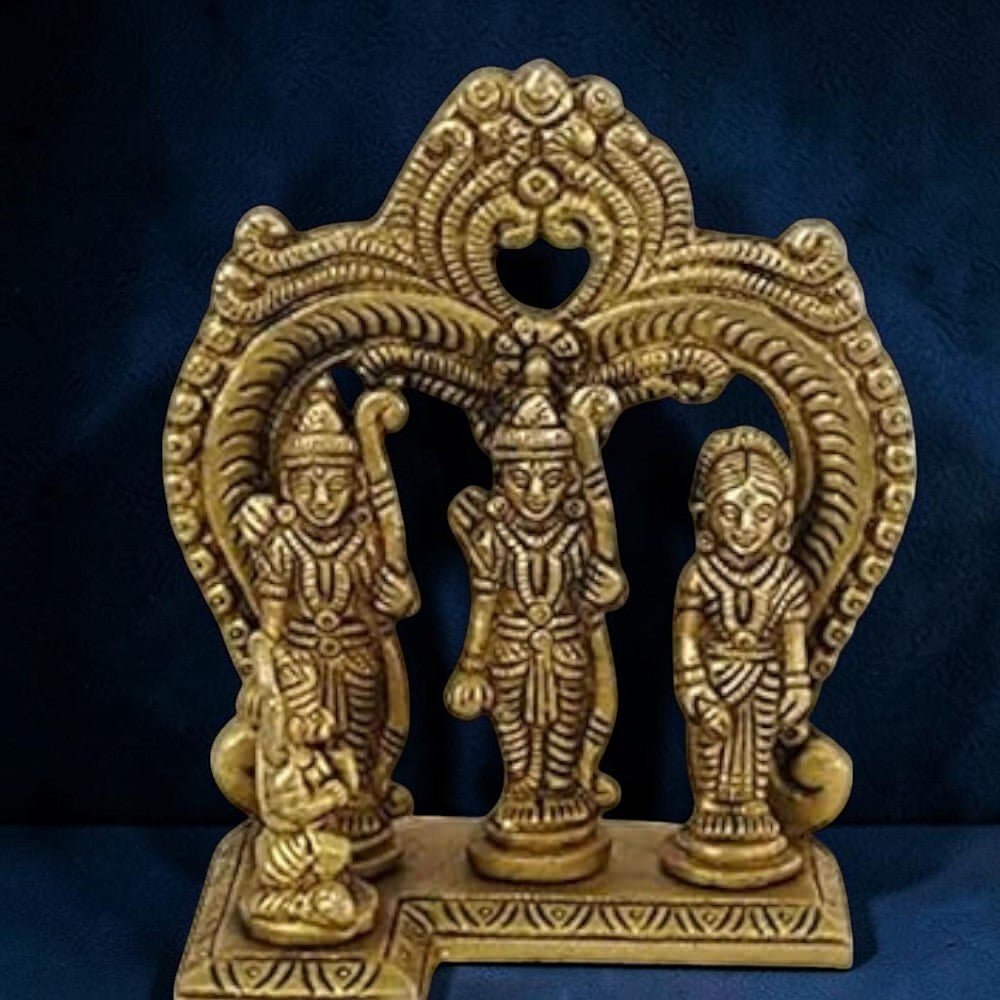 Brass Ram Darbar with Kaman Idol Statue for Home Temple 4.5 Inch