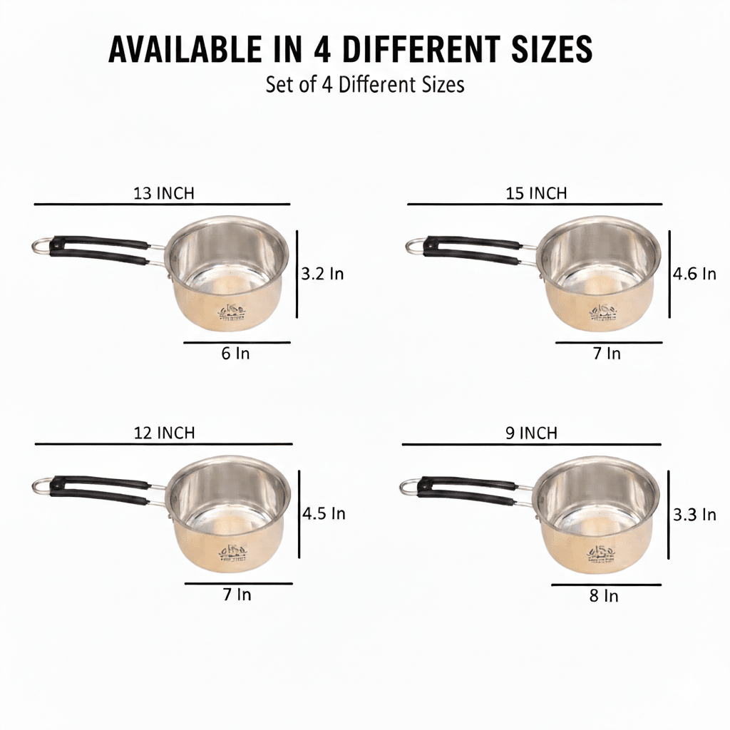 Brass Sauce Pan Tapeli for Milk,Tea with Tin Coating Inner Side Kalai - Royalstuffs.com