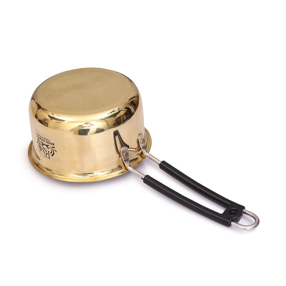 Brass Sauce Pan Tapeli for Milk,Tea with Tin Coating Inner Side Kalai - Royalstuffs.com