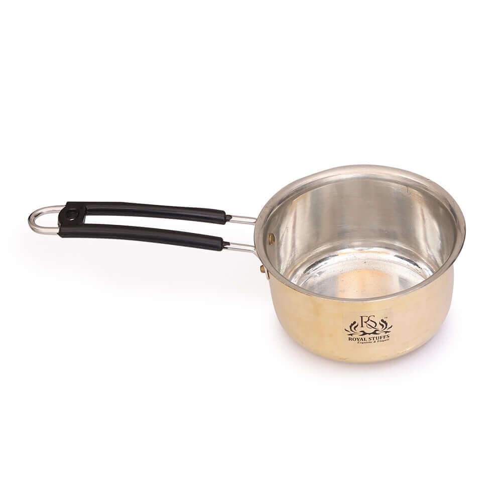 Brass Sauce Pan Tapeli for Milk,Tea with Tin Coating Inner Side Kalai - Royalstuffs.com