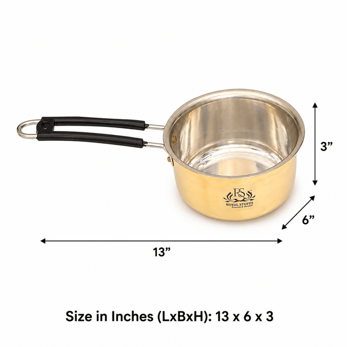Brass Sauce Pan Tapeli for Milk,Tea with Tin Coating Inner Side Kalai - Royalstuffs.com