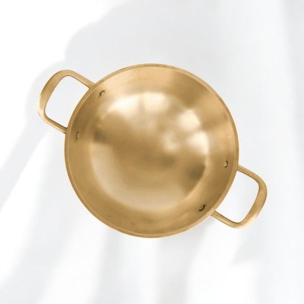 Pure Kansa Kadai with Broad Handles | Handmade Bronze Kadhai for Traditional Cooking
