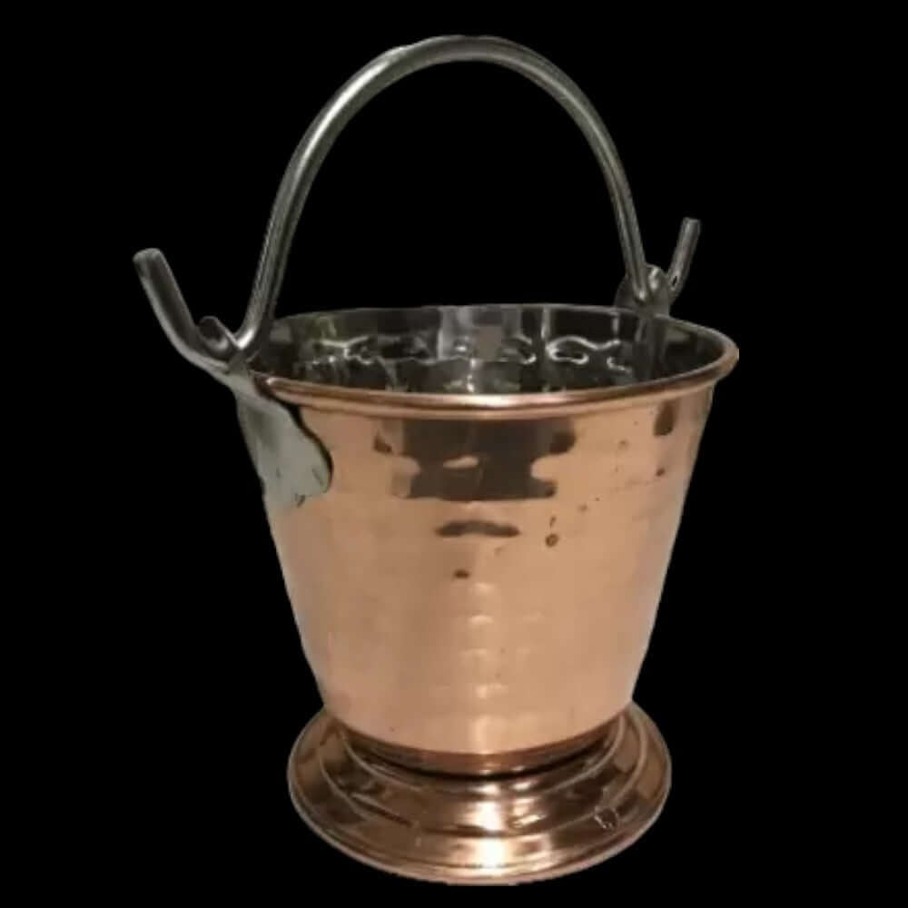 Bucket Set Of 2 Handmade Pure Steel Copper Bucket/Balti Hammered Design With Handle - Royalstuffs.com