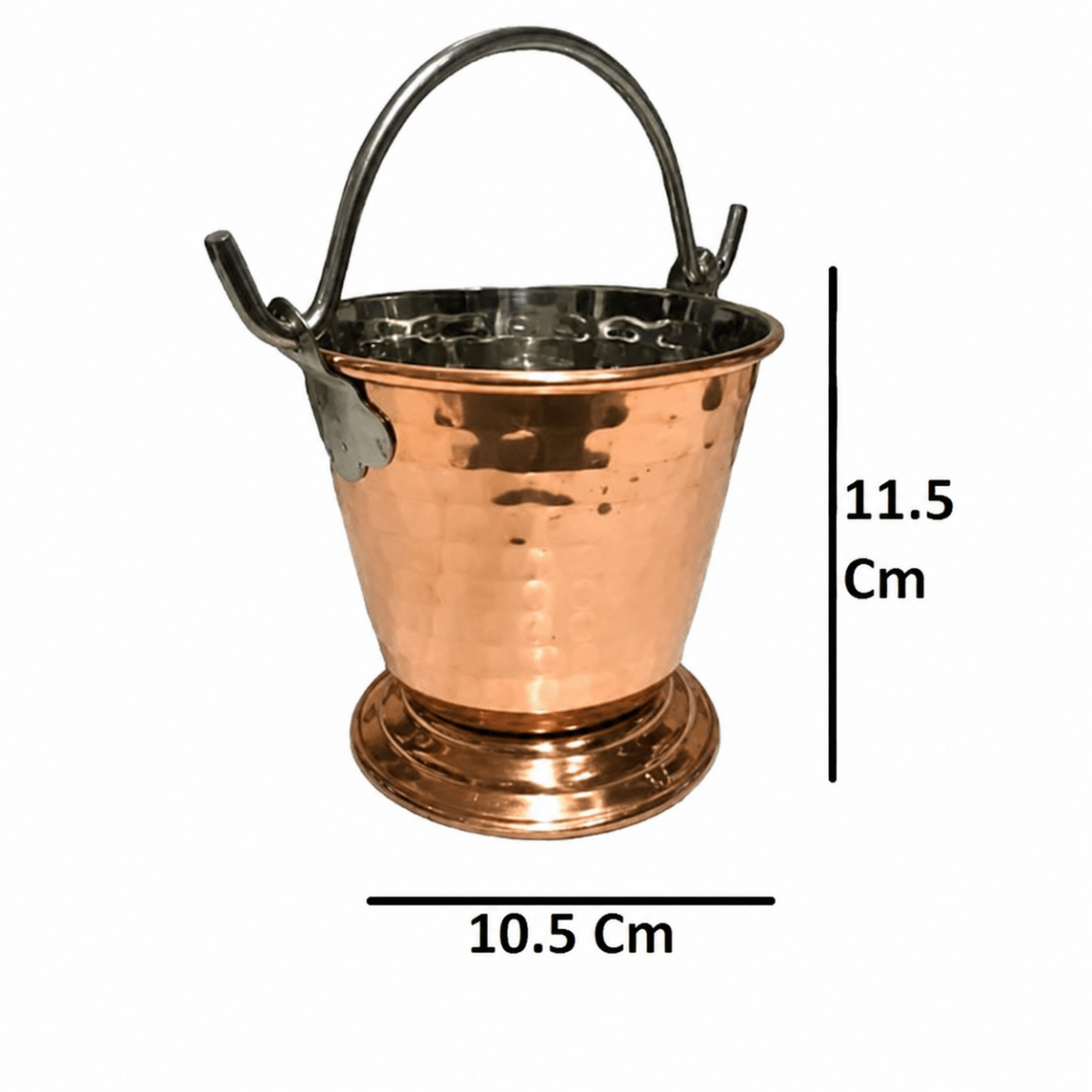 Bucket Set Of 2 Handmade Pure Steel Copper Bucket/Balti Hammered Design With Handle - Royalstuffs.com