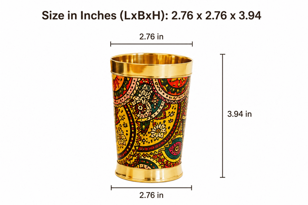 Colorful Enamel Finish Brass Glass Set - Set of 6 - Royalstuffs.com