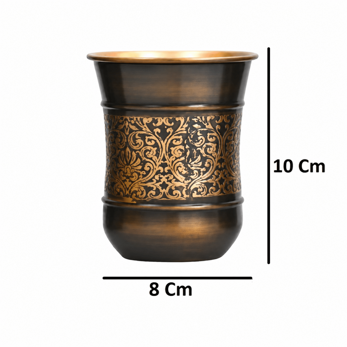 Copper Glass Kashmiri Design Set Of 4 - Royalstuffs.com