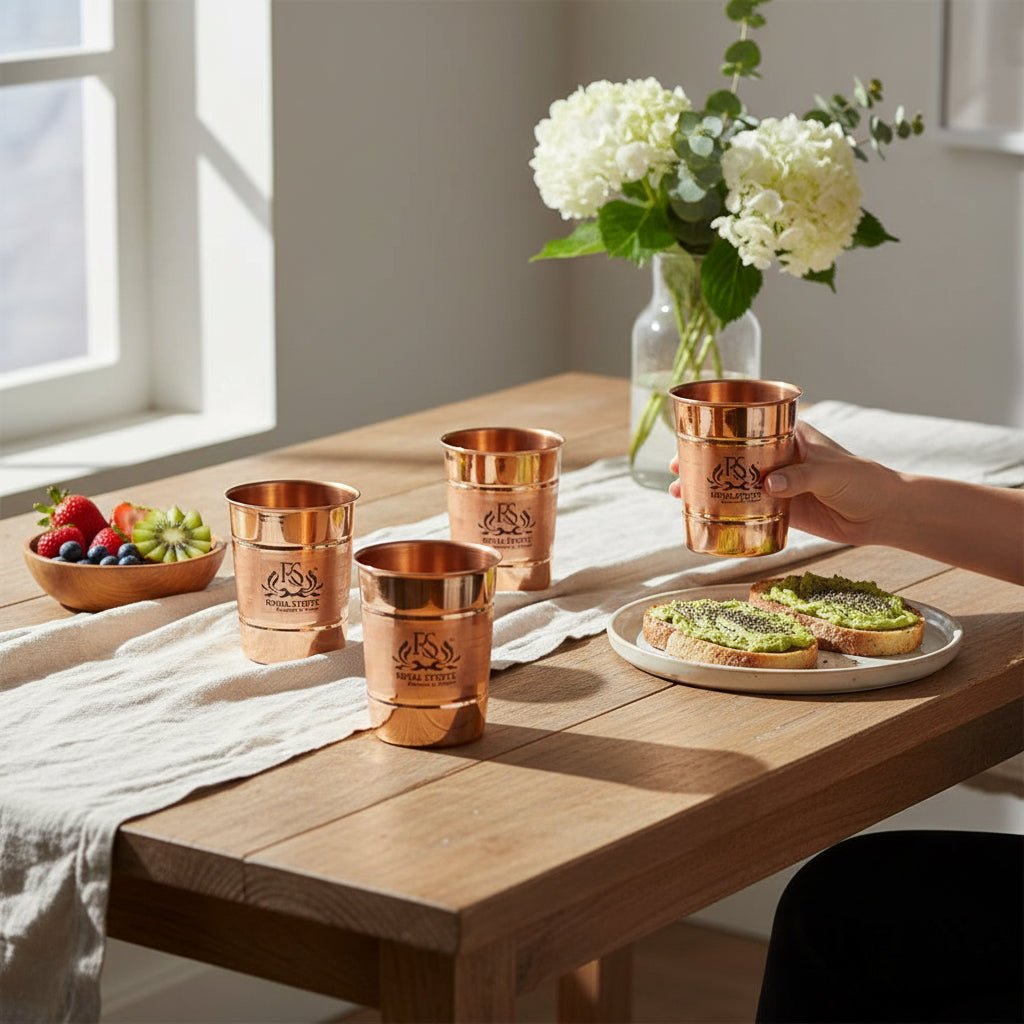 Copper Glass Tumbler Tableware, Drinkware, Serveware Set of 6 - Royalstuffs.com