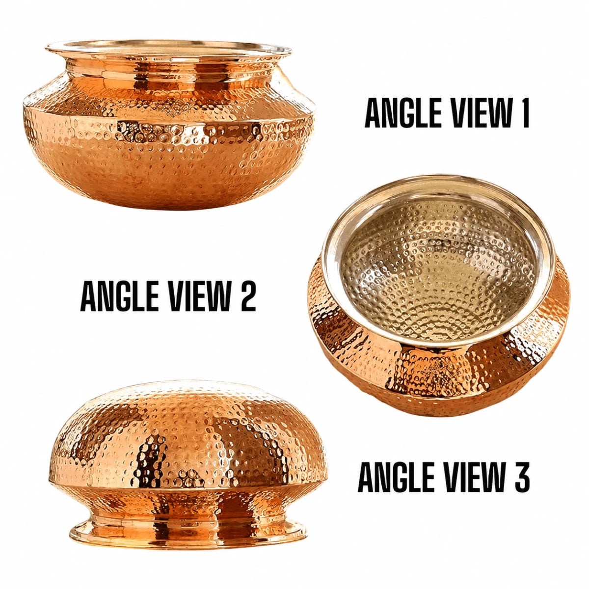 Copper Handi /Dekchi with Tin Lining Inside, Volume - 9000 ML,Weight:2 Kg - Royalstuffs.com