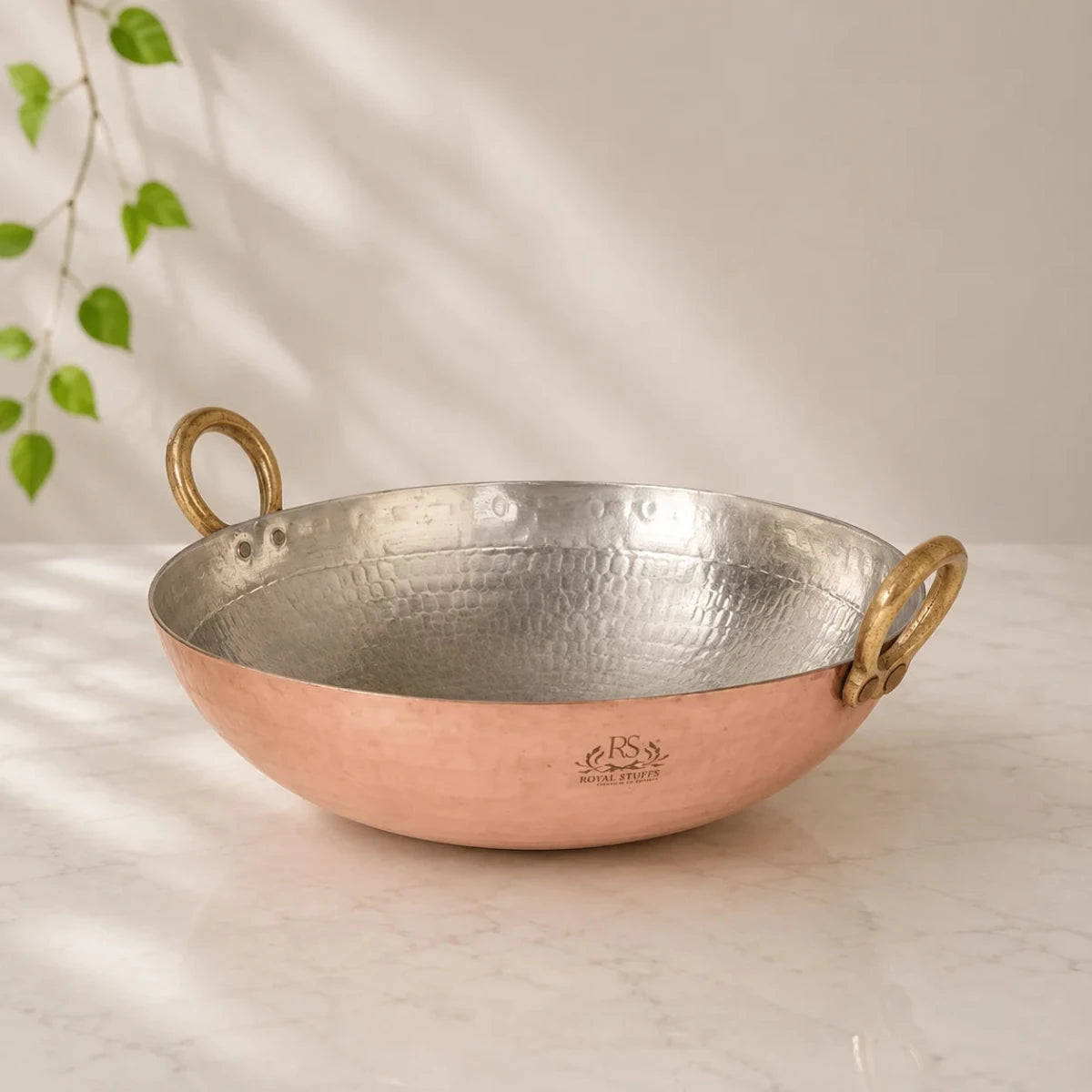 Copper Kadai 2 Liter Multi-Purpose Hammered Cooking Kadhai - Royalstuffs.com