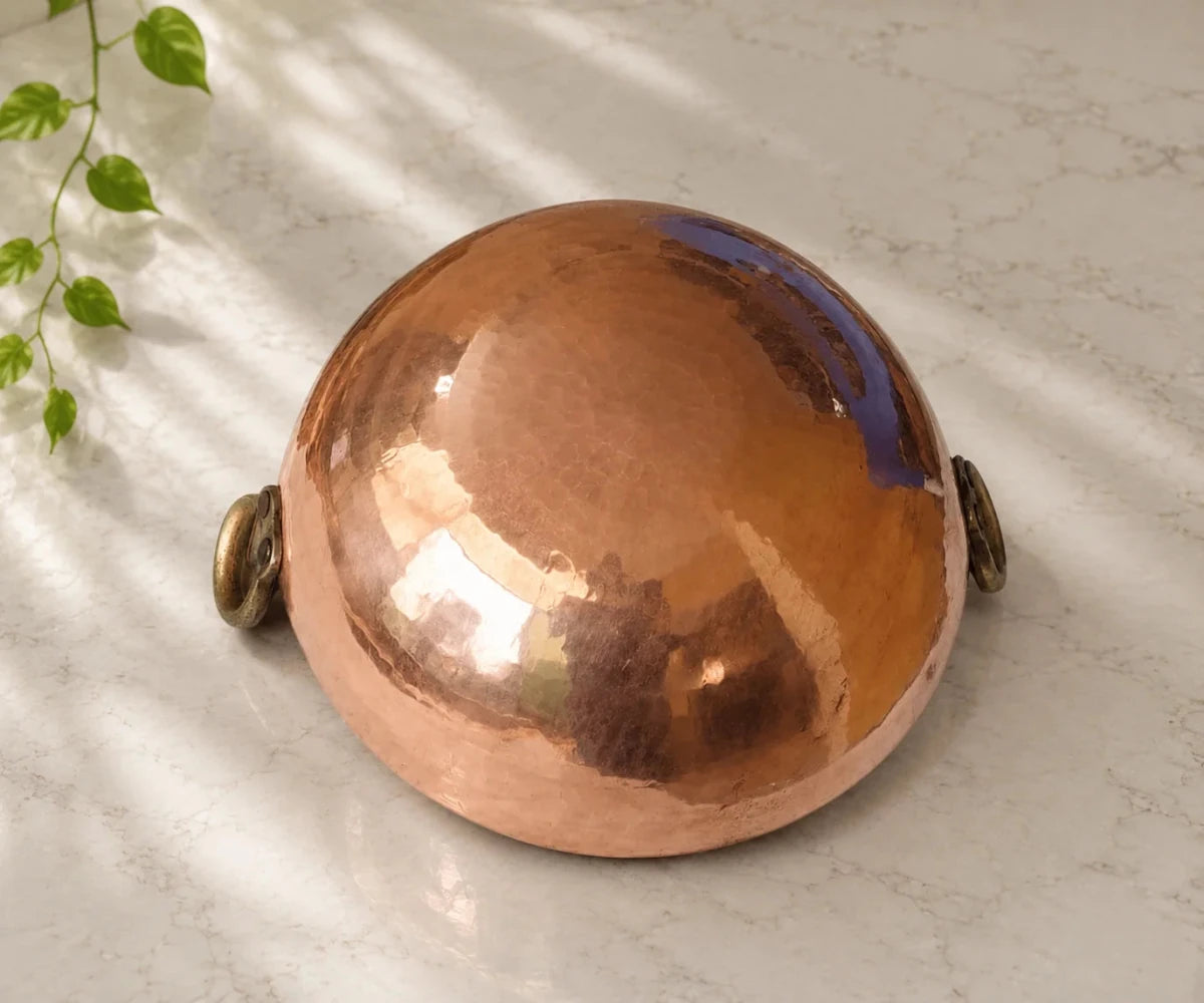 Copper Kadai 2 Liter Multi-Purpose Hammered Cooking Kadhai - Royalstuffs.com