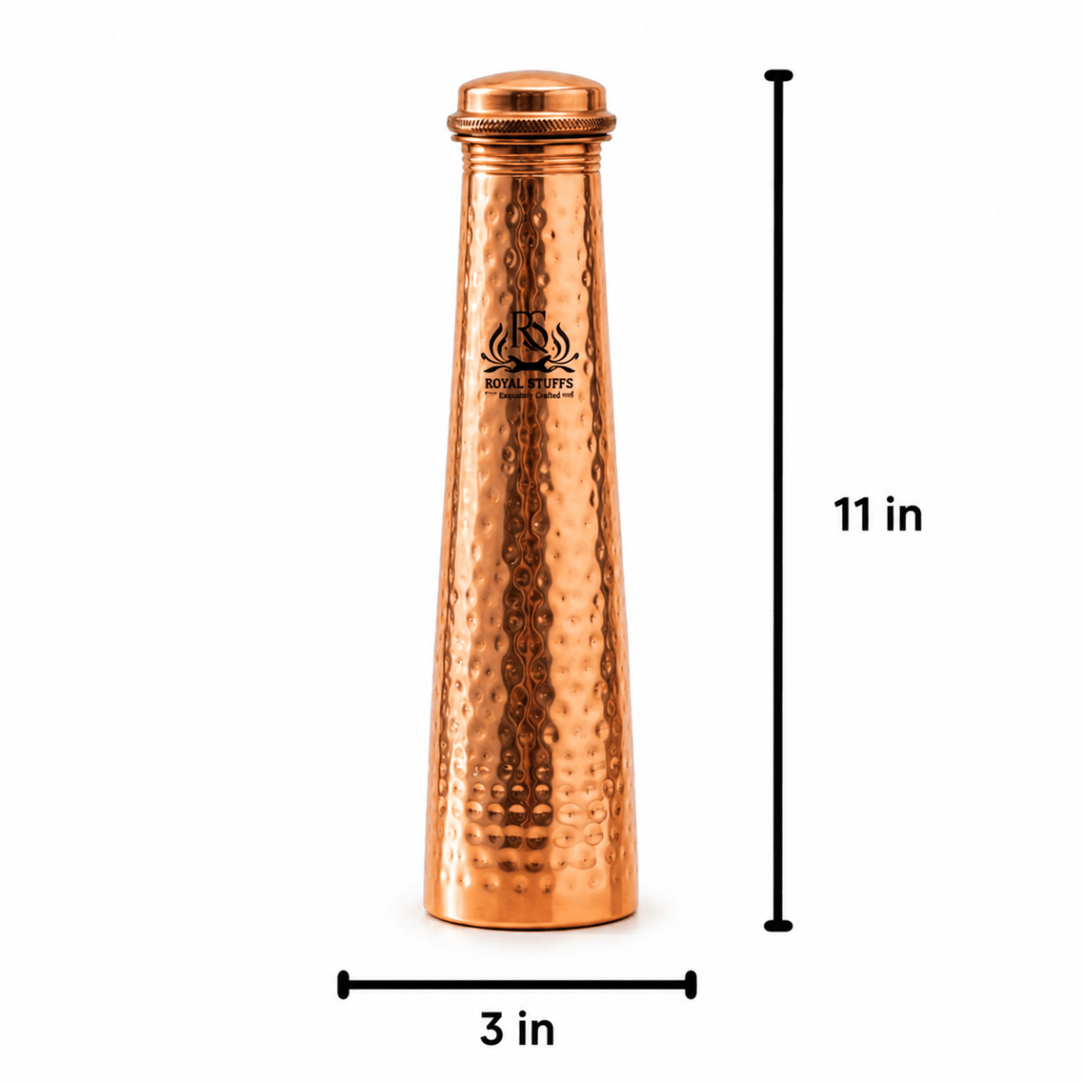 Copper Yoga Bottle Tower 700ml | Sports Leak Proof Hammered Pure Copper - Royalstuffs.com