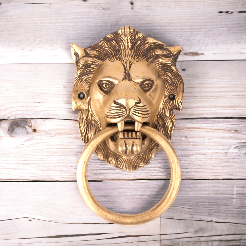 Crafted Lion Head 1 kg Door Knocker with Antique Finish - Royalstuffs.com