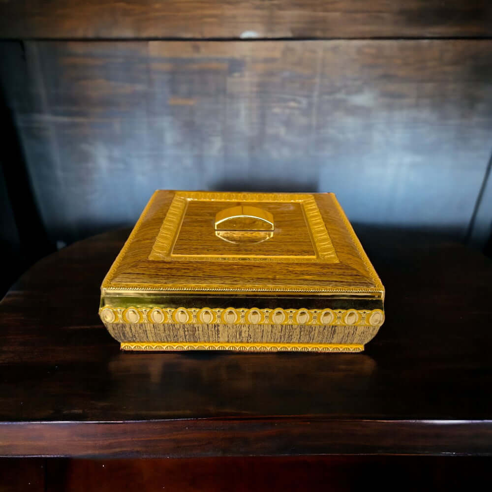 Designer Plastic Dry Fruit Box with Golden Finish - Royalstuffs.com
