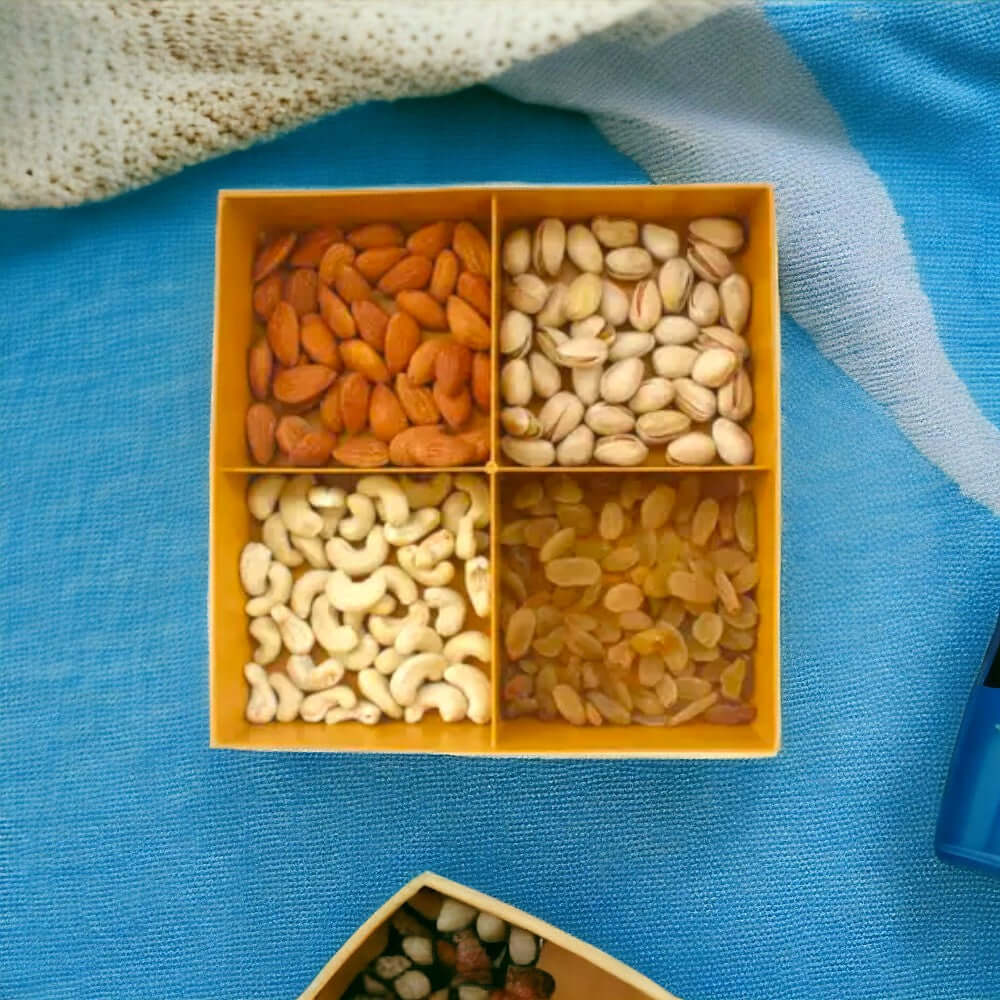Designer Plastic Dry Fruit Box with Golden Finish - Royalstuffs.com