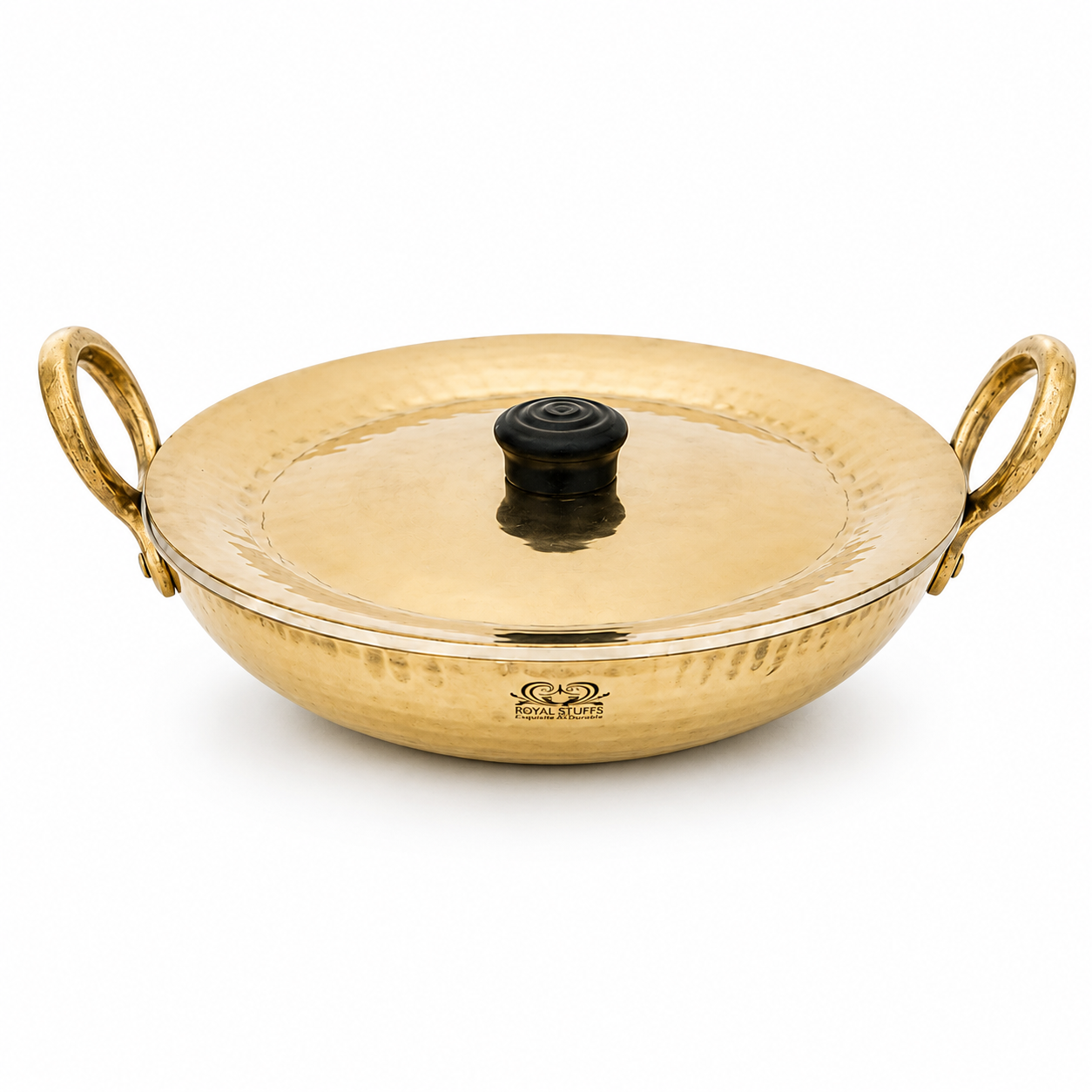 Handmade Brass Kadhai with Tin Coating & Lid | Heavy Bottom Traditional Cookware