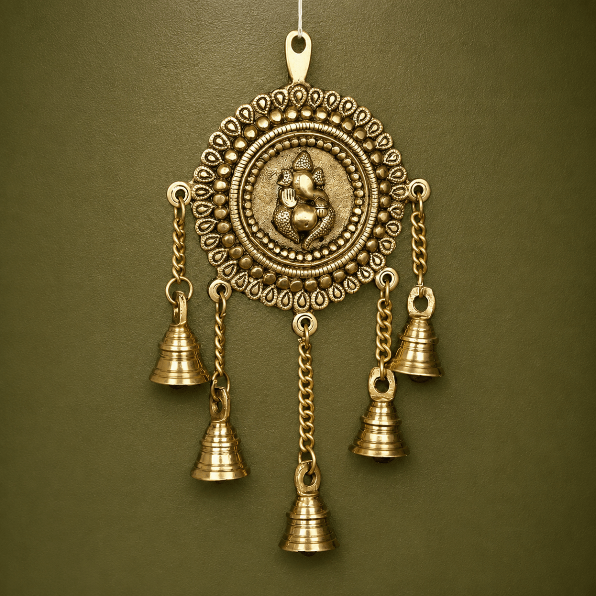 Ganesh Hanging with Bells - Brass Hanging Bells for Pooja Room Decoration - Royalstuffs.com