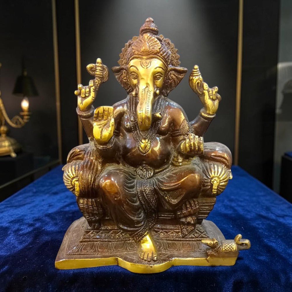 Ganesh Statue Brass - Coloured - Royalstuffs.com
