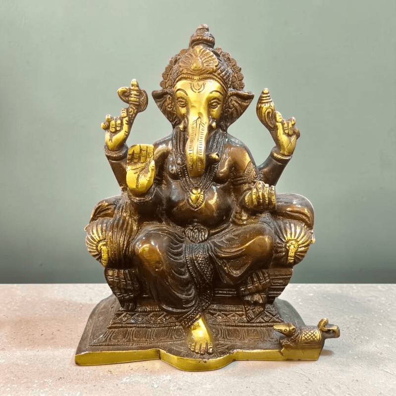 Ganesh Statue Brass - Coloured - Royalstuffs.com