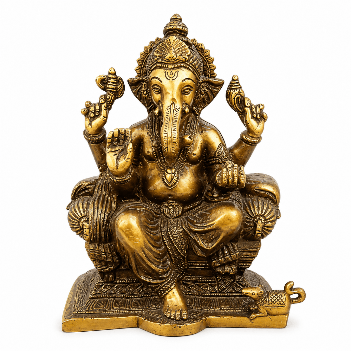 Ganesh Statue Brass - Coloured - Royalstuffs.com