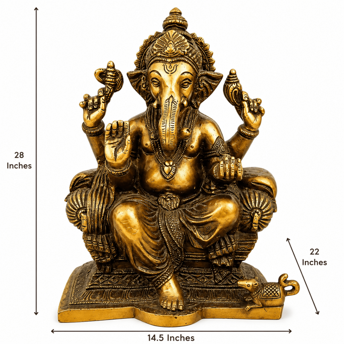 Ganesh Statue Brass - Coloured - Royalstuffs.com