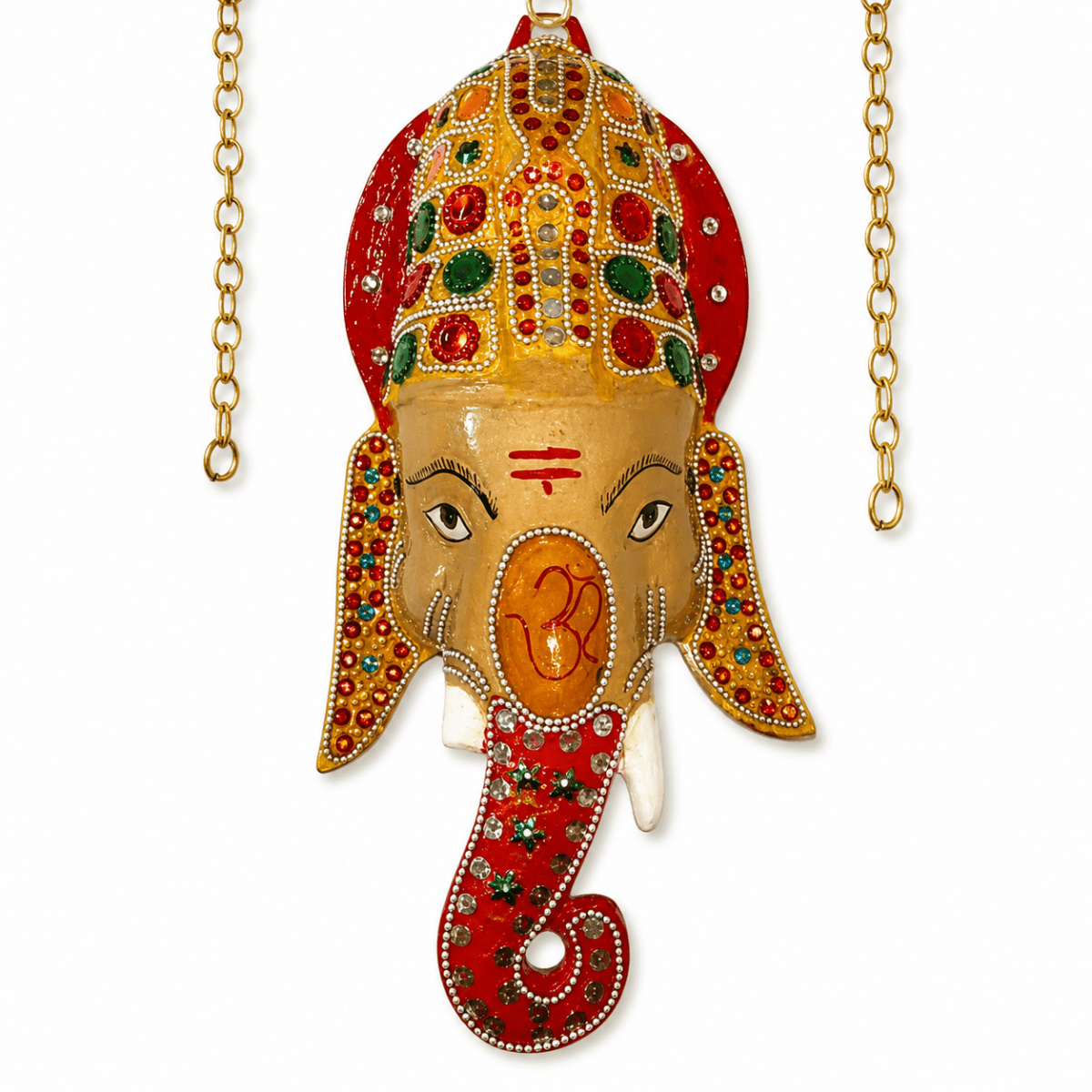 Ganesha Vighnaharta Colored Metal Wall Mask - Royalstuffs.com