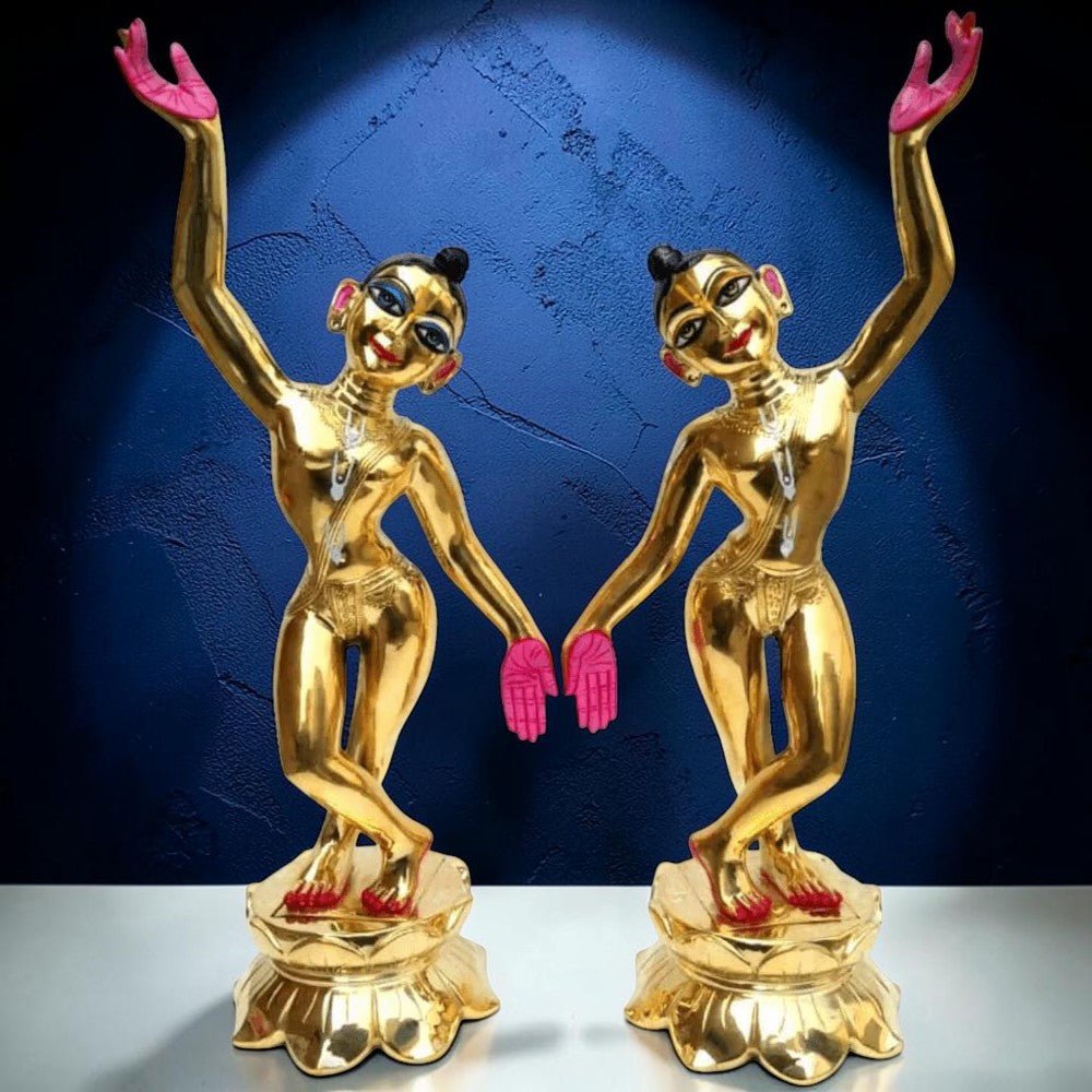 Gaura Nitai One Hand Up One Hand Down Metal Deity, Asthadhatu - Special - Royalstuffs.com
