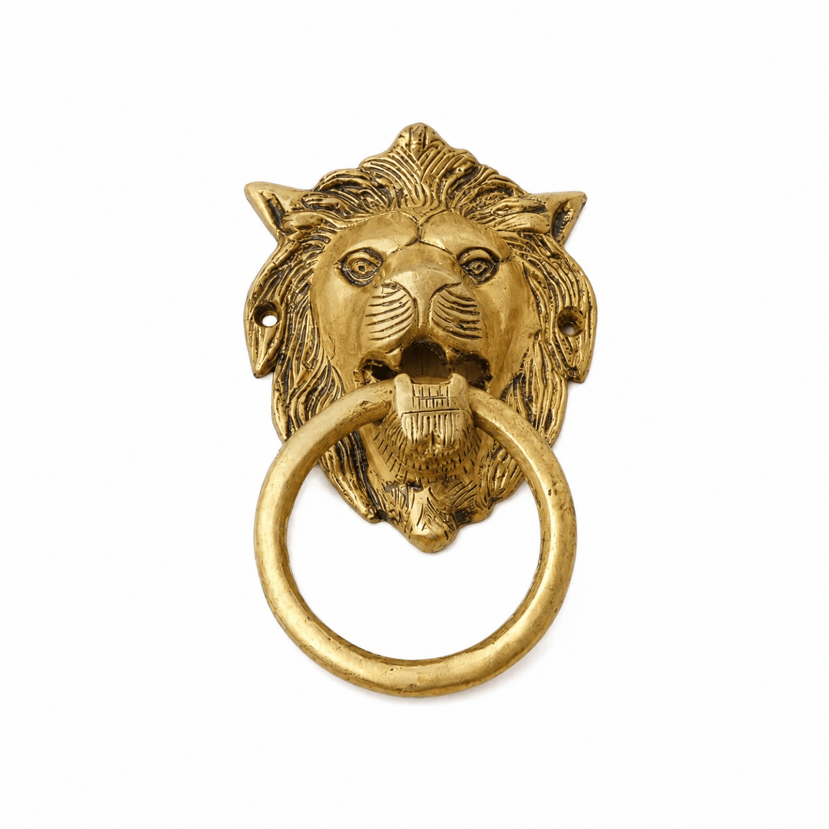 Gold Finish Lion Door Knocker Brass Narsimha - Royalstuffs.com