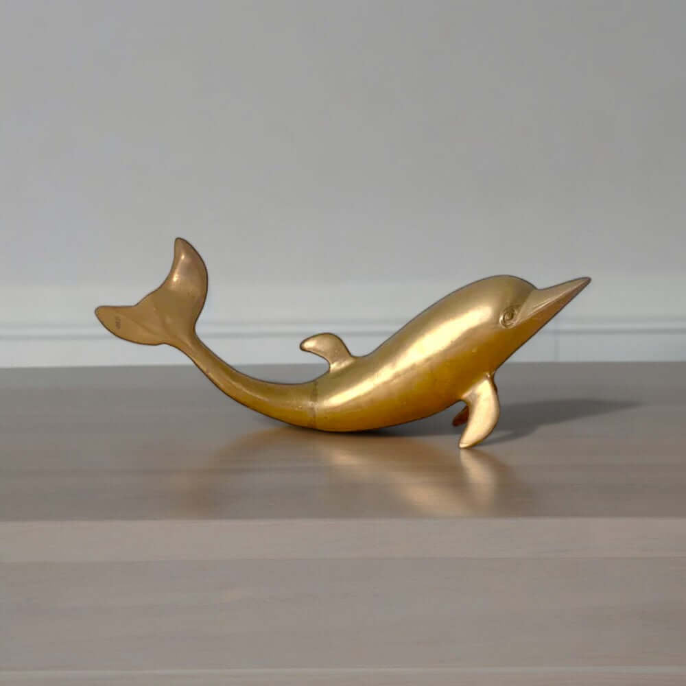 Golden Brass Dolphin Figurines - 13 Inch, - Royalstuffs.com