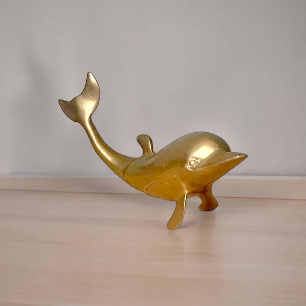 Golden Brass Dolphin Figurines - 13 Inch, - Royalstuffs.com