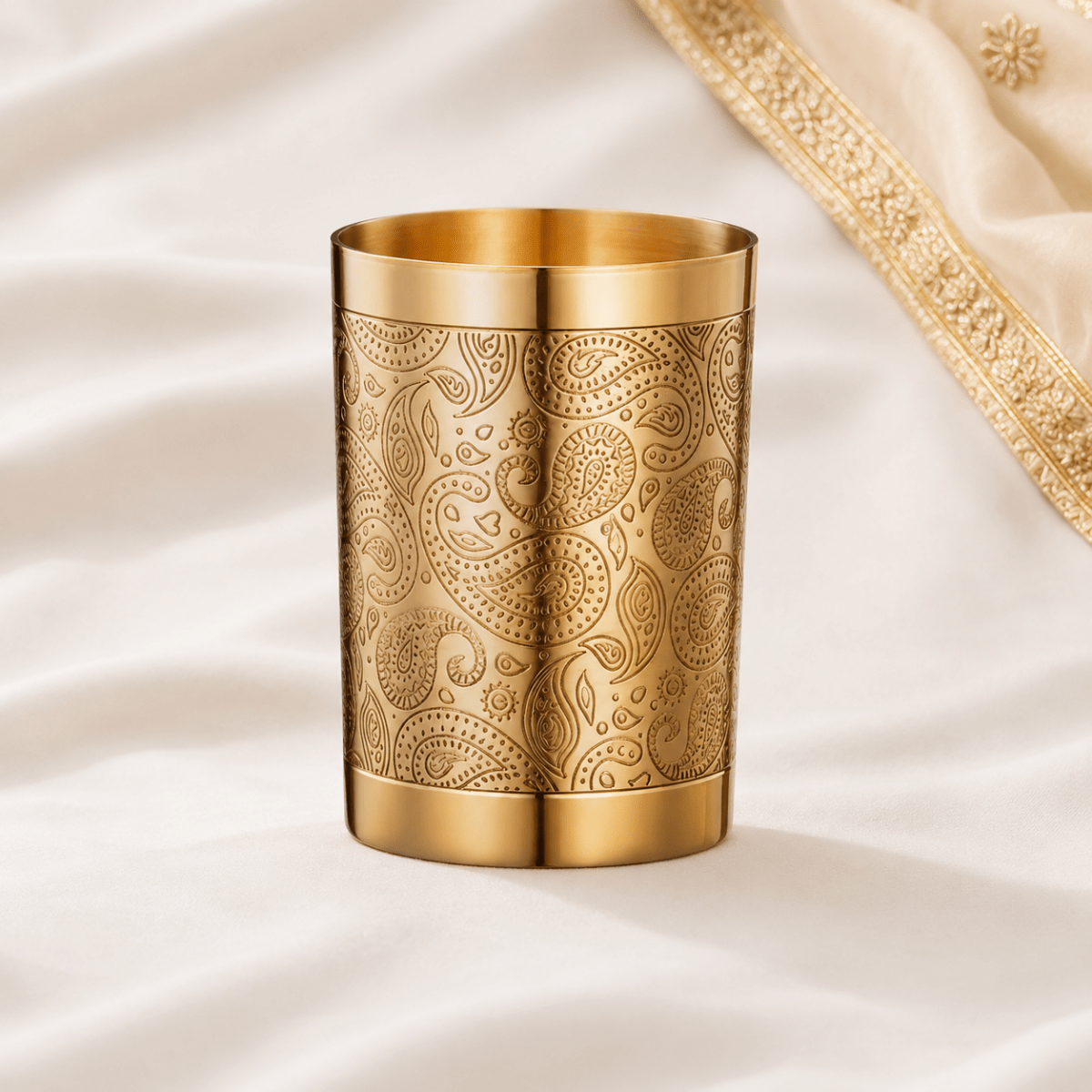 Good Luck Brass Thaali Set – Handcrafted Etched Dinnerware - Royalstuffs.com