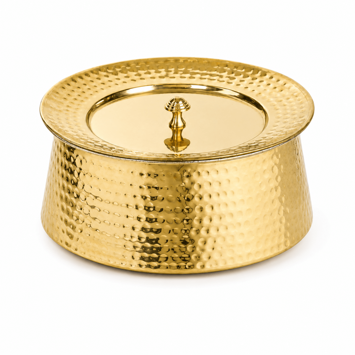 Hammered Brass Biryani Pot (Handi) with Tin Coating & Lid – Traditional Heavy Brass Cooking Vessel | 3 Sizes | RoyalStuffs - Royalstuffs.com