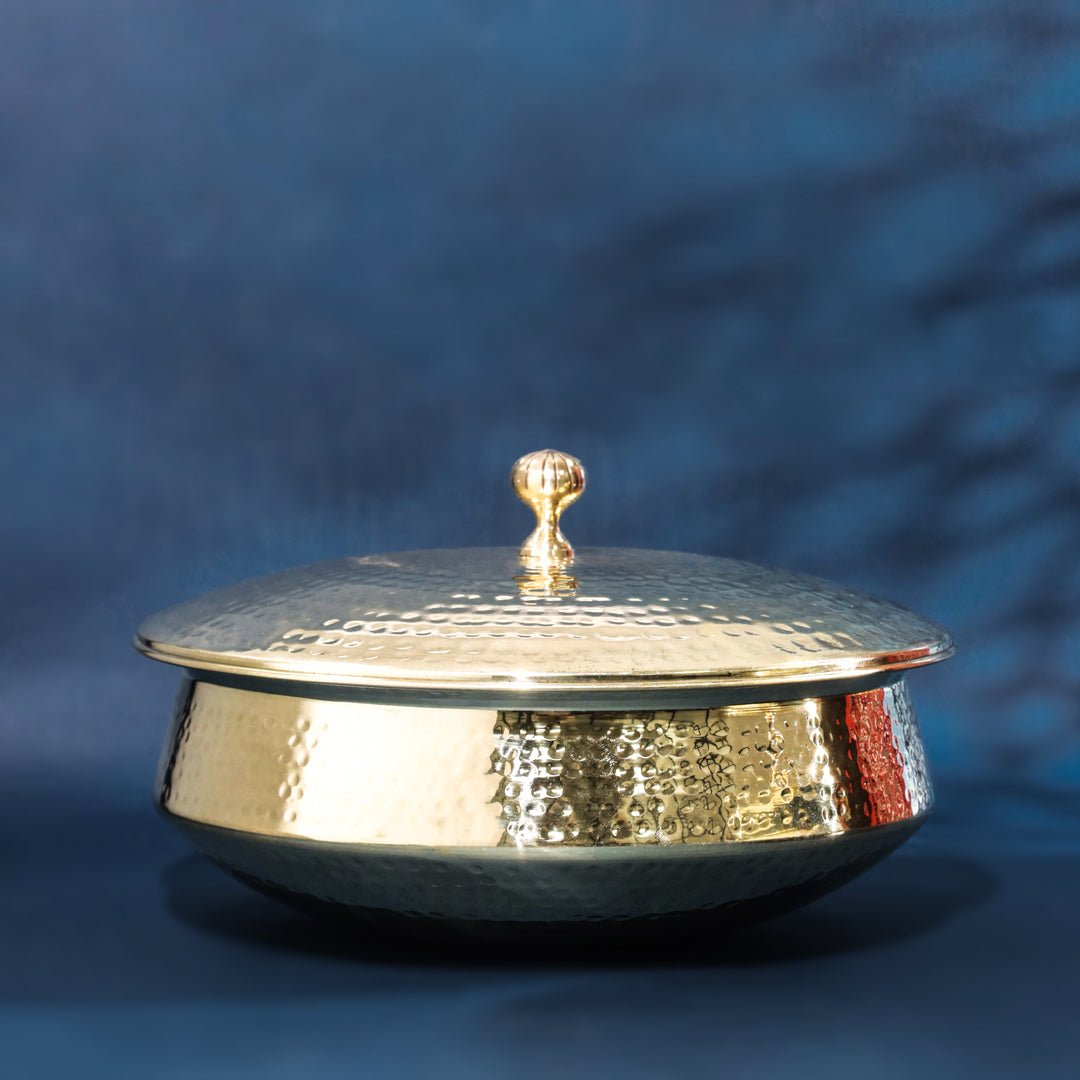 Hammered Brass Handi with Lid & Tin (Kalai) Coating – Traditional Heavy Brass Cooking & Serving Pot | RoyalStuffs - Royalstuffs.com