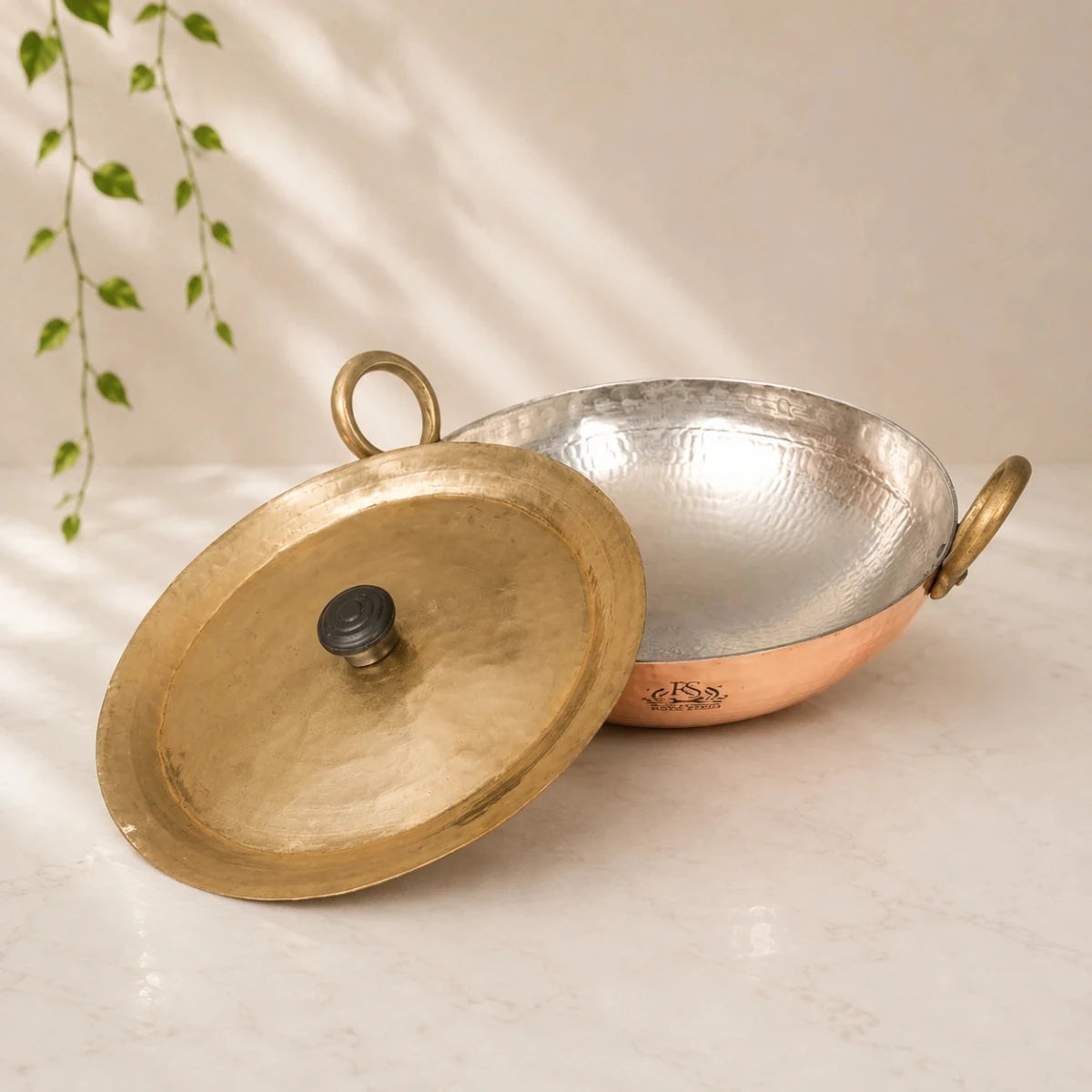 Hammered Copper Kadai - Versatile Cooking Pan for Multi-purpose Use - Royalstuffs.com