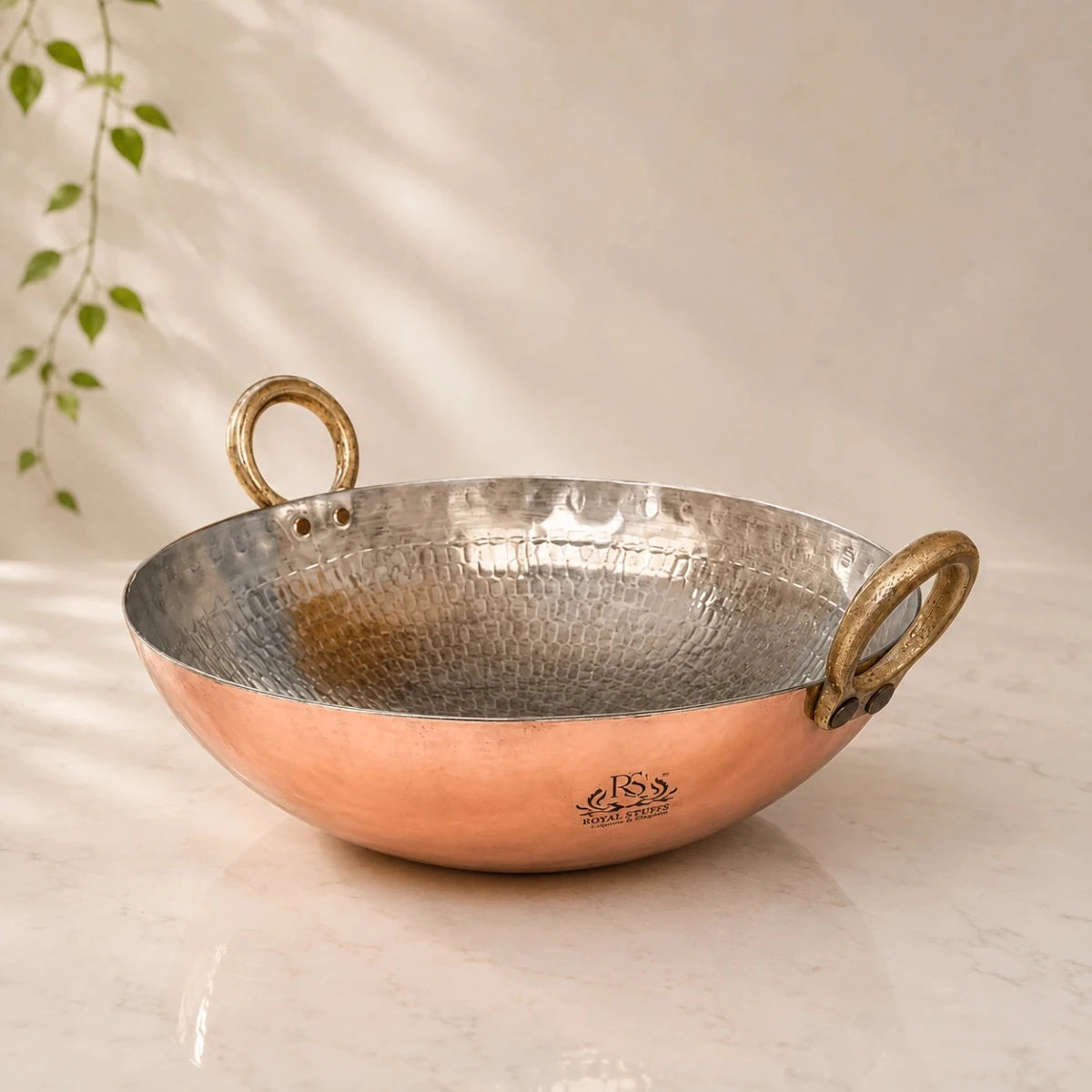 Hammered Copper Kadai - Versatile Cooking Pan for Multi-purpose Use - Royalstuffs.com