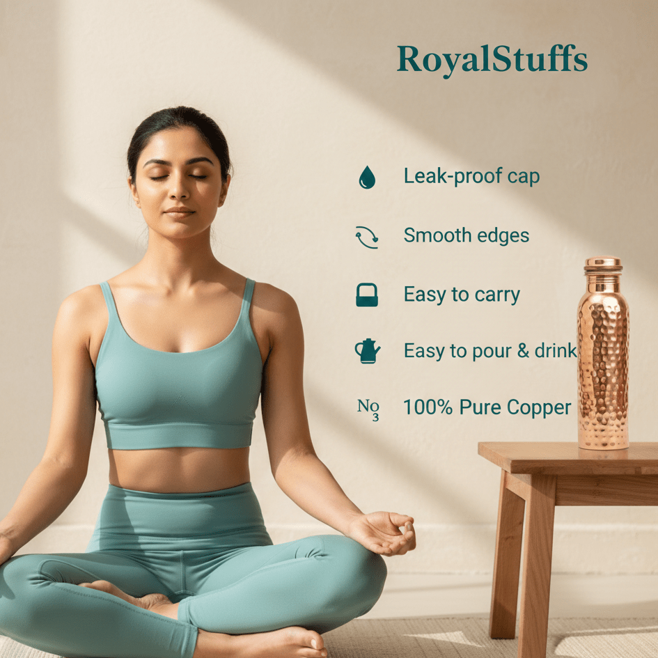 Hammered Copper Water Bottle, 950 ml - Royalstuffs.com