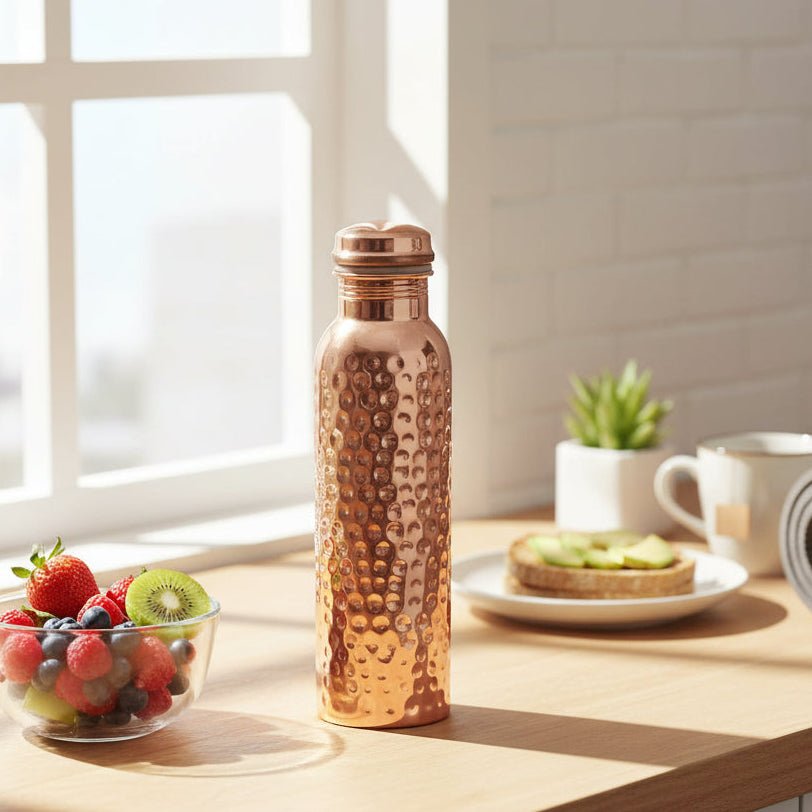 Hammered Copper Water Bottle, 950 ml - Royalstuffs.com