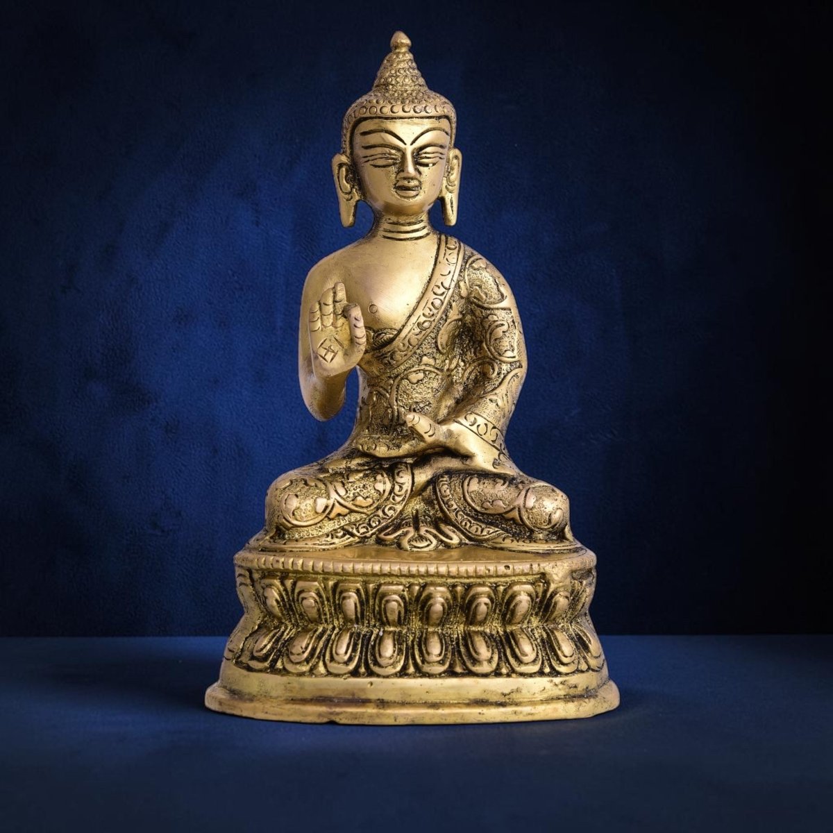 Handcrafted Brass Blessing Buddha Idol (7 Inch) | RoyalStuffs - Royalstuffs.com