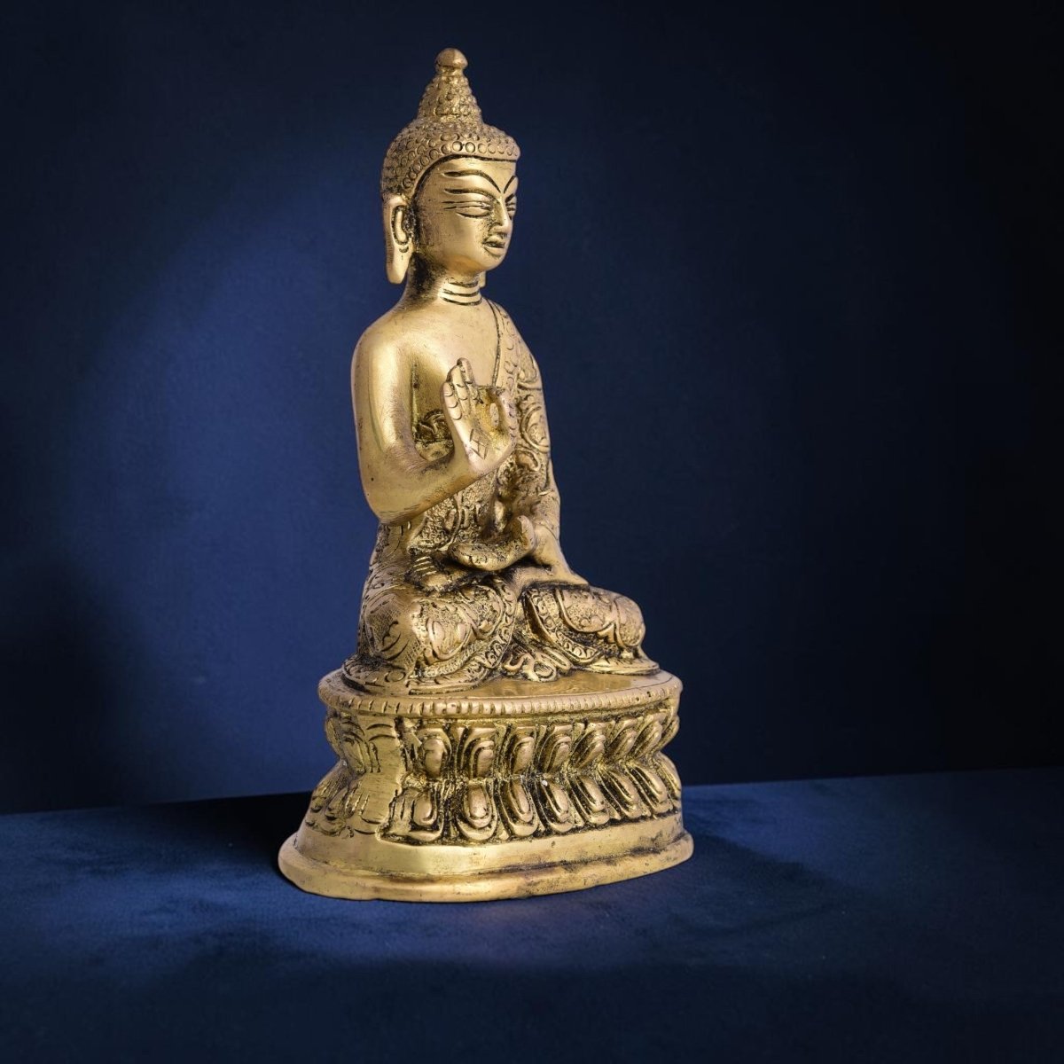 Handcrafted Brass Blessing Buddha Idol (7 Inch) | RoyalStuffs - Royalstuffs.com