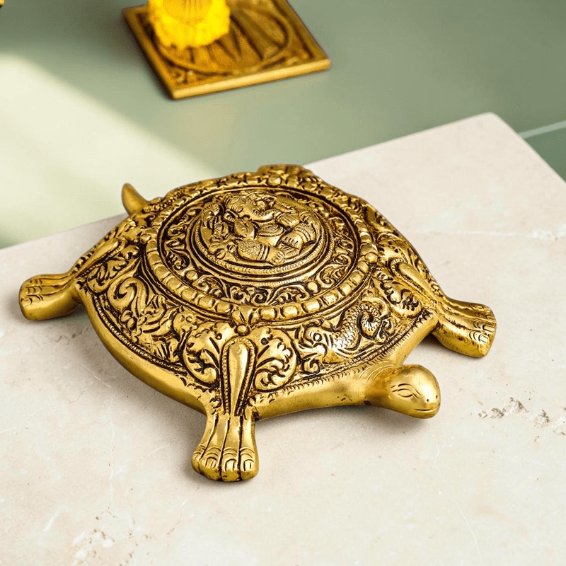 Handcrafted Brass Ganesha Tortoise Vastu Décor (2 Inch) | RoyalStuffs - Royalstuffs.com