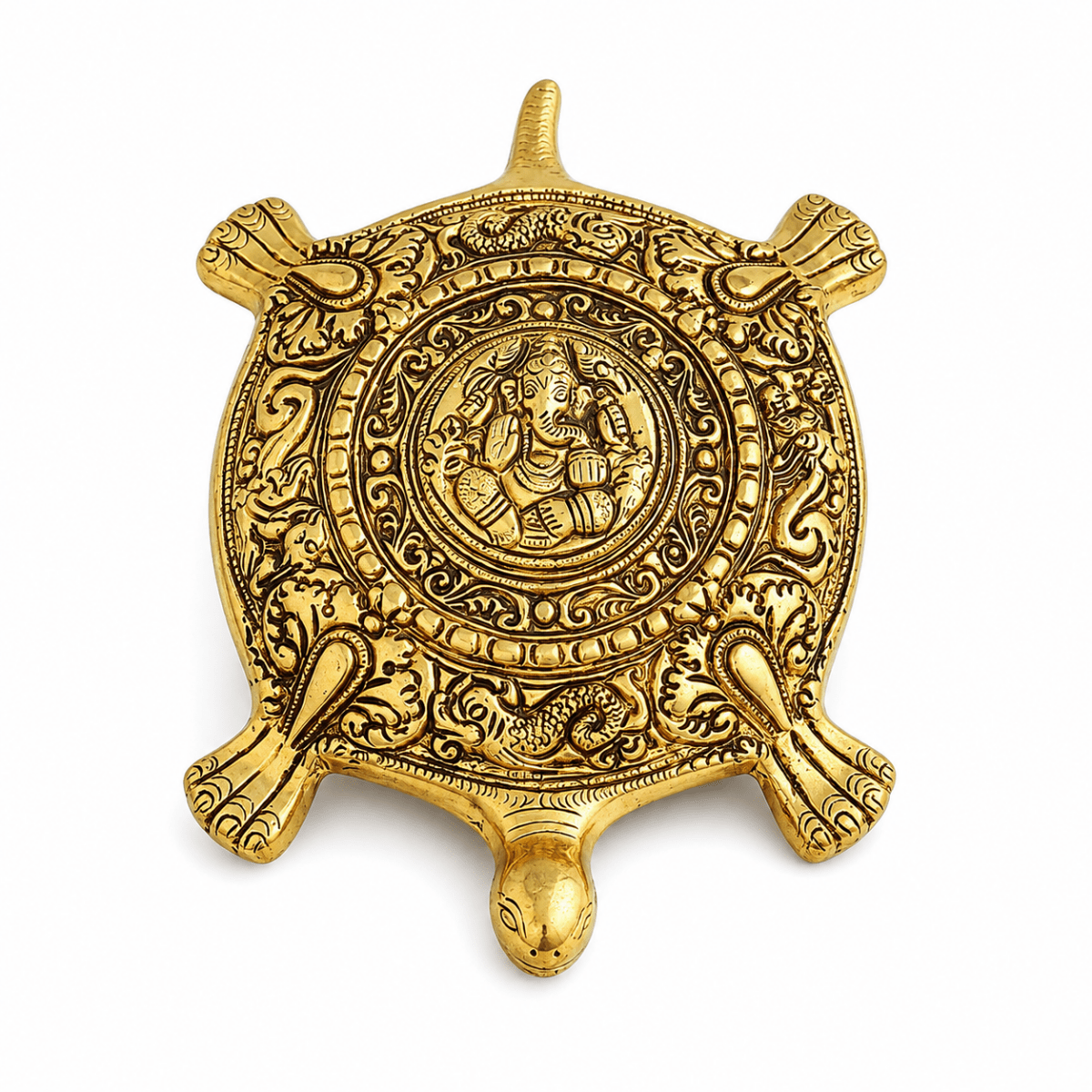 Handcrafted Brass Ganesha Tortoise Vastu Décor (2 Inch) | RoyalStuffs - Royalstuffs.com