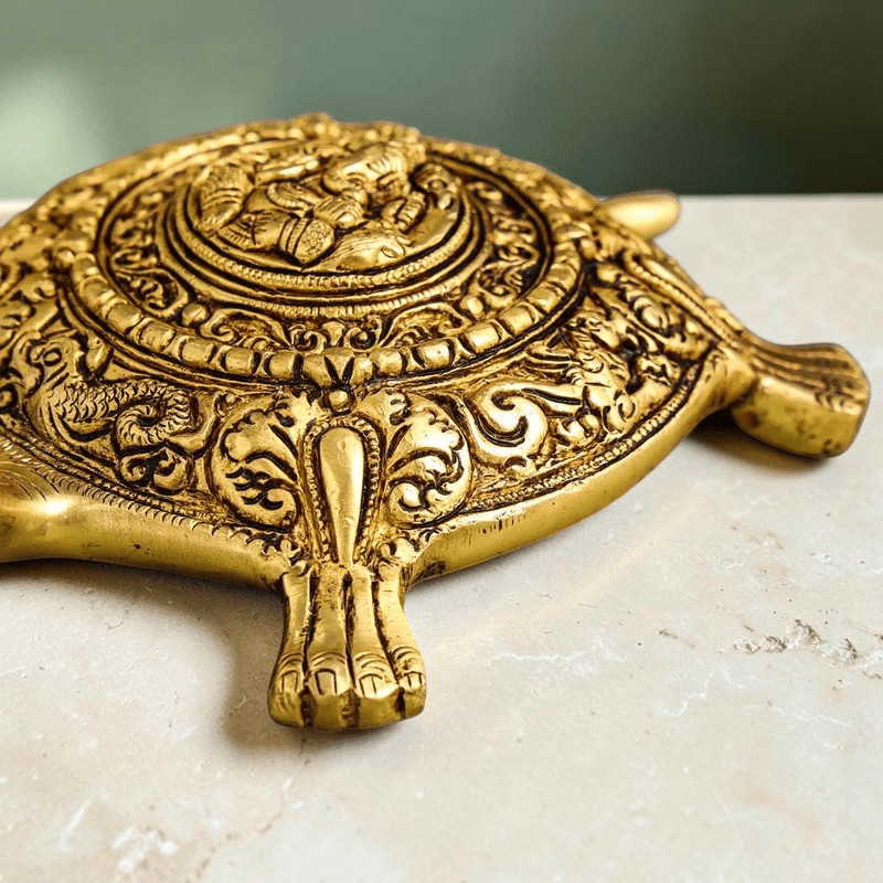 Handcrafted Brass Ganesha Tortoise Vastu Décor (2 Inch) | RoyalStuffs - Royalstuffs.com